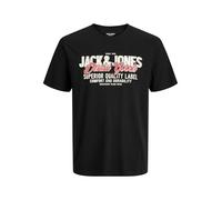 JACK & JONES Jjelogo Tee S Oneck 2 col Aw25 Noos Pls - Plus Size, Nero, 3XL