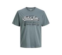JACK & JONES Jjelogo Tee S Oneck 2 col Aw25 Noos Pls - Plus Size, Stormy Weather, 4XL