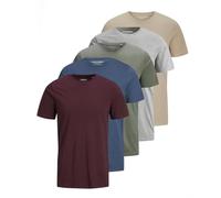 JACK & JONES JJEORGANIC Basic Tee SS O-Neck 5PK Pack D (Crockery, PR, LGM, Denim Blue, Agave Green), M