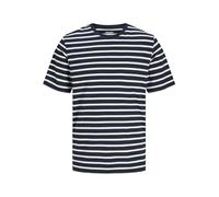 JACK & JONES JJEORGANIC Basic Tee SS O-Neck Noos, T-Shirt, Uomo, Navy Blazer/Stripes: Cloud Dancer, XL