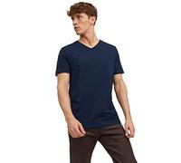 JACK & JONES JJEORGANIC BASIC TEE SS V-NECK NOOS, T-Shirt Uomo, Blu (Navy Blazer), M