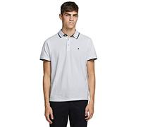 JACK & JONES Jjepaulos Polo Ss Noos Maglietta, Bianco (White Detail: Slim Fit), L Uomo