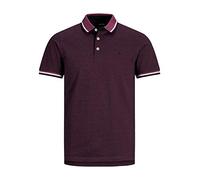 JACK & JONES Jjepaulos Polo Ss Noos, Maglietta Uomo, Rosso (Port Royale Detail/Slim Fit), L