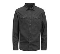 JACK & JONES Jjesheridan Shirt L/s, Camicia in jeans Uomo, Nero (Black Denim Fit:Slim), Large
