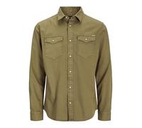 Camicia taglio slim in denim Jjesheridan Verde XXL Tinta unita