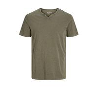 JACK & JONES Jjesplit Neck Tee Ss Noos, T-Shirt Uomo, Verde (Dusky Green Fit:slim), L