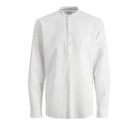 JACK & JONES Jjesummer Half Placket Linen Shirt LS SN, Bianco, XXL