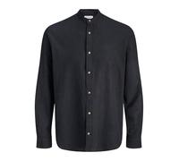 JACK & JONES Jjesummer Linen Blend Band Shirt L/S SN, Nero, S Uomo