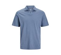 JACK & JONES Jjesummer Linen Polo SS SN Camicia a Maniche Lunghe da Uomo, Denim Sbiadito, S