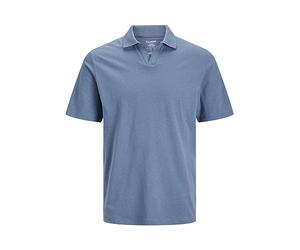 JACK & JONES Jjesummer Linen Polo SS SN Camicia a Maniche Lunghe da Uomo, Denim Sbiadito, S
