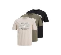 JACK & JONES Jjethan Tee SS Crew Neck 3Pk MP Noos, Oliva impolverato, XS