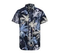 JACK & JONES Camicia 'JJHawaii' blu notte / blu chiaro / arancione / bianco, Taglia S