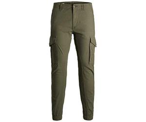 JACK & JONES JJIPAUL JJFLAKE Linen AKM 982 STS Pantaloni, Olive Night, 30W / 32L Uomo