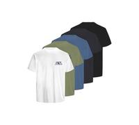 JACK & JONES Jjjacula Tee SS Crew Neck 5pk MP T-Shirt, Navy Blazer/Confezione: Pacificcoast + Nero + Bianco + Verde Oltremare, XL Uomo
