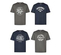 JACK & JONES JJLINO - Maglietta a maniche corte, con scollo rotondo, vestibilità normale, 100% cotone, colore nero, bianco, verde, rosso, blu, grigio, S, M, L, XL, XXL, 3XL, Pacchetto 6, L