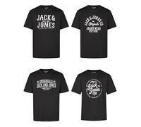 JACK & JONES JJLINO - Maglietta a maniche corte, con scollo rotondo, vestibilità normale, 100% cotone, colore nero, bianco, verde, rosso, blu, grigio, S, M, L, XL, XXL, 3XL