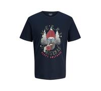 JACK & JONES Jjnoel Xmas Tee SS Crew Neck Pls - Plus Size, Sky Captain, 4XL