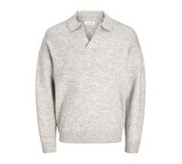 JACK & JONES Jjsoho Ollie Knit Split Neck, Chiaro Grigio Melange, S