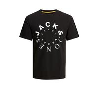 JACK & JONES Jjwarrior Tee Ss Crew Neck, T-shirt, Black/Print:big, S Uomo