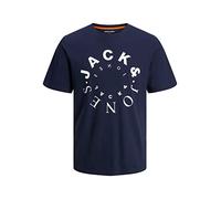 JACK & JONES Jjwarrior Tee Ss Crew Neck, T-shirt, Navy Blazer/Print:big, S Uomo