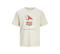 JACK & JONES Jjxmas Funny Tee SS Crew Neck T-Shirt, Raggio di Luna, L Uomo
