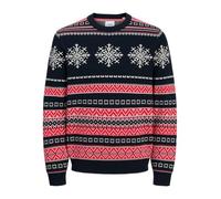 JACK & JONES Jjxmas Noel Knit Crew Neck, Sky Captain, L Uomo