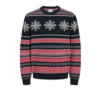 JACK & JONES Jjxmas Noel Knit Crew Neck, Sky Captain, S Uomo