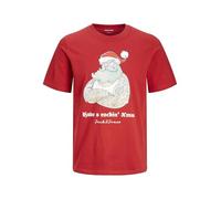 Jack&Jones Jjxmas One Color Funny Tee SS Crew Neck, Scarlet Sage, M