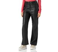 JACK & JONES Jjxx Jxkenya Hw Straight Faux Leat Pants Noos Pantaloni, Nero (Black/White), M Donna