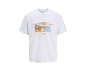 JACK & JONES Joralmeria Stamp Tee SS Crew Neck, Bianco, XL