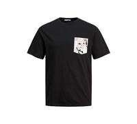 JACK & JONES Joraruba Abstract AOP Pocket Tee SS CN T-Shirt, Nero, XS Uomo
