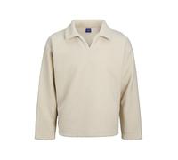 Jack & Jones - Polo in pile borg beige con intaglio sullo scollo-Neutro M