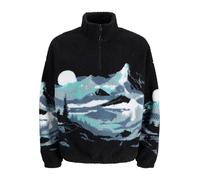 JACK & JONES Jorbear Mountain Teddy Half Zip Hn T25 T25-Giacca a Mezza, Nero, L Uomo