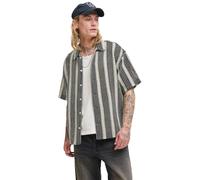 JACK & JONES Jorbellagio Crochet Shirt SS, Nero, L Uomo