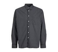 JACK & JONES Jorbill Oversized Shirt LS Cbo Camicia, Black/Stripes:, S Uomo