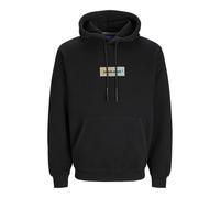 JACK & JONES Jorbronx-Felpa con Cappuccio Rettangolare, Nero, L Uomo