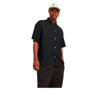 JACK & JONES JORFARO Linen - Maglietta Oversize SS SN, Nero, S