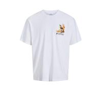 JACK & JONES Jorfuji Tee SS Crew Neck Tg, Bianco, L