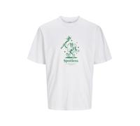 Jack&Jones Jorgame Tee SS Crew Neck Tg, Bianco Brillante/Stampa: Stampa Verde, M
