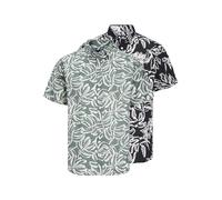 JACK & JONES Jorlafayette AOP Shirt SS 2pk MP Camicia Casual, Nero, M Uomo