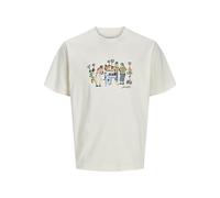 JACK & JONES Jormanchester Sketch Tee SS Crew Neck, Bianco Antico, XL Uomo