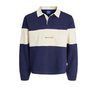 JACK & JONES Jornorrebro Blocking Sweat Polo, Ocean Cavern, S Uomo