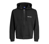 Jack & Jones - Felpa con cappuccio nera con logo e zip-Nero S