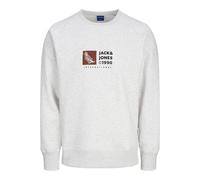 JACK & JONES Jorportland-Felpa con Scollo Rotondo Maglia di Tuta, Bianco Brillante/Dettaglio: mélange, S Uomo