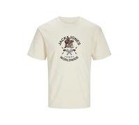 JACK & JONES Jorseven Skull-Maglietta Girocollo SN T-Shirt, Crema di Burro, L Uomo
