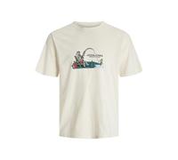 JACK & JONES Jorskull Nature Tee SS Crew Neck, Bianco Antico, L