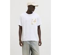 Jack & Jones - JORSPLIT AOP POCKET TEE SS CREW NECK Bianco - Abbigliamento L Bianco