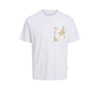 Jack & Jones - JORSPLIT AOP POCKET TEE SS CREW NECK Bianco - Abbigliamento L Bianco