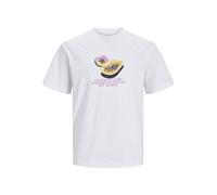JACK & JONES JORTAMPA AOP Branding Tee SS C.N SN, Bianco, M
