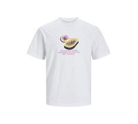 JACK & JONES Jortampa AOP Branding Tee SS Crew Jnr T-Shirt, Bianco, 14 Anni Bambini e Ragazzi